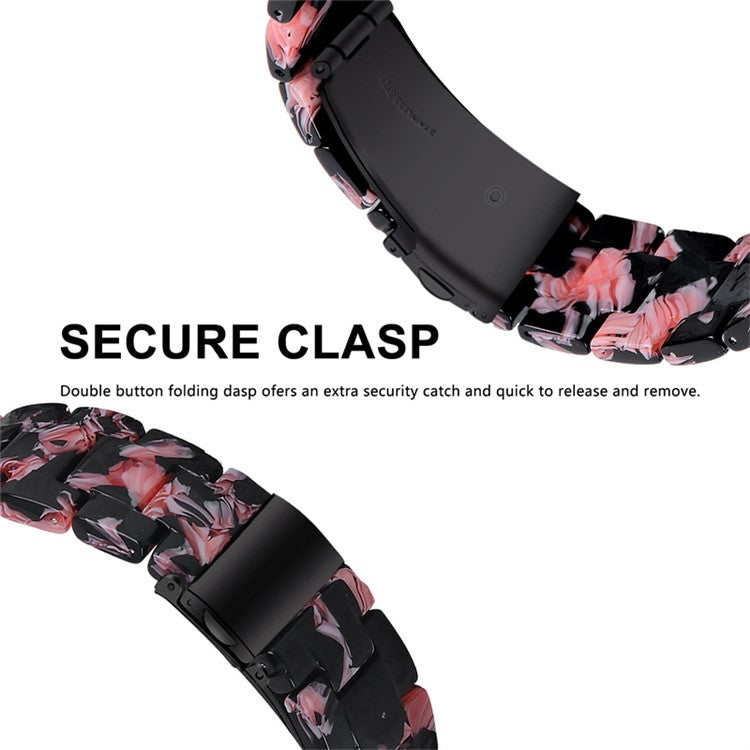 For Apple Watch Series 6 / 5 / 4 / SE / SE (2022) 44mm 3 Beads Resin Watch Strap Replacement Wrist Band with Transparent Watch Case - Black Pink Mix