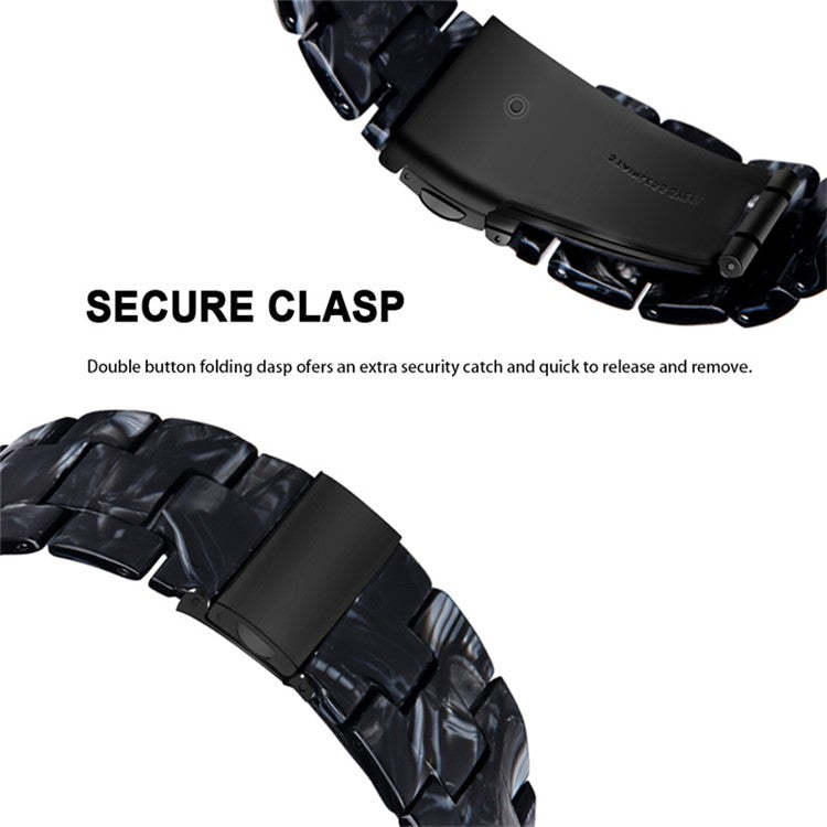 For Apple Watch Series 6 / 5 / 4 / SE / SE (2022) 44mm 3 Beads Resin Watch Strap Replacement Wrist Band with Transparent Watch Case - Black Mix