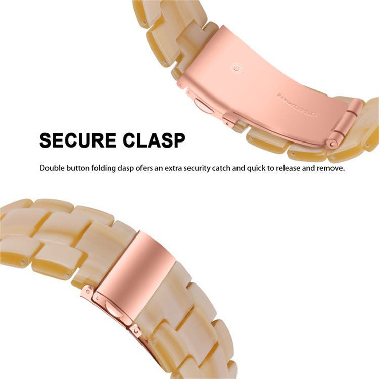 For Apple Watch Series 6 / 5 / 4 / SE / SE (2022) 40mm 3 Beads Resin Watch Band Folding Clasp Replacement Strap with Transparent Watch Case - Ivory White