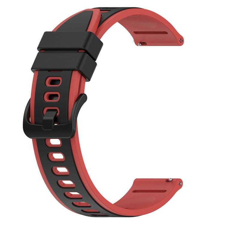 For Samsung Galaxy Watch3 45mm R840 / Galaxy Watch 46mm  / Garmin Vivoactive 4 Silicone Watch Band 22mm Dual Color Adjustable Wrist Strap - Black / Red
