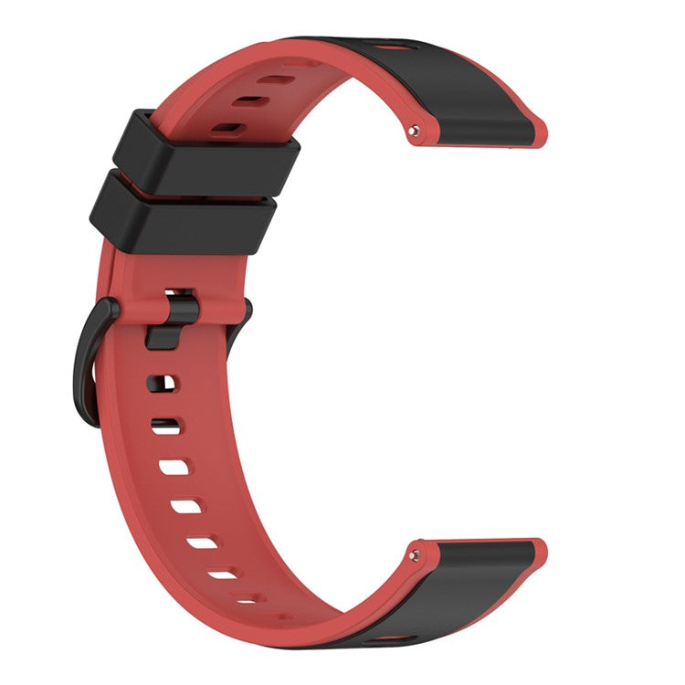 For Samsung Galaxy Watch3 45mm R840 / Galaxy Watch 46mm  / Garmin Vivoactive 4 Silicone Watch Band 22mm Dual Color Adjustable Wrist Strap - Black / Red