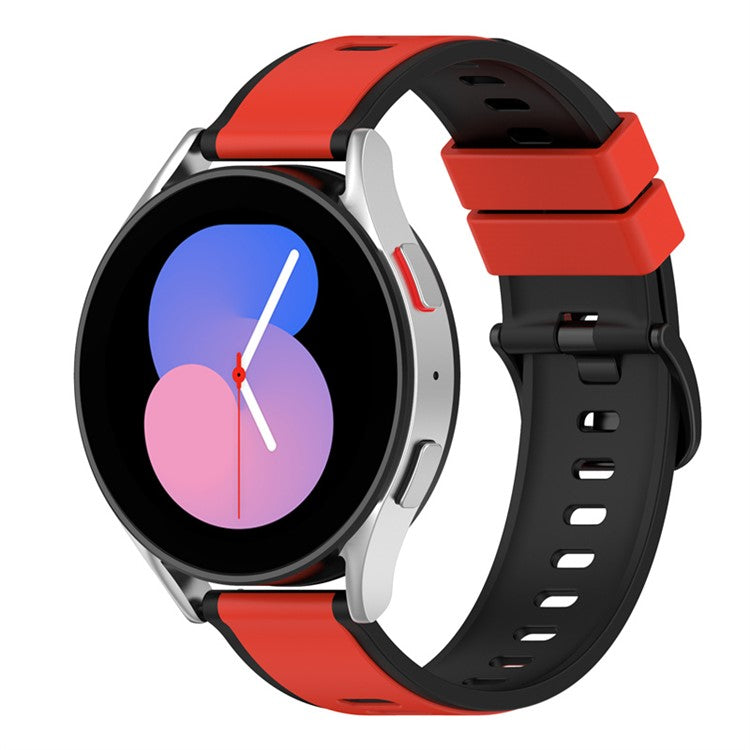For Samsung Galaxy Watch3 45mm R840 / Galaxy Watch 46mm  / Garmin Vivoactive 4 Silicone Watch Band 22mm Dual Color Adjustable Wrist Strap - Black / Red