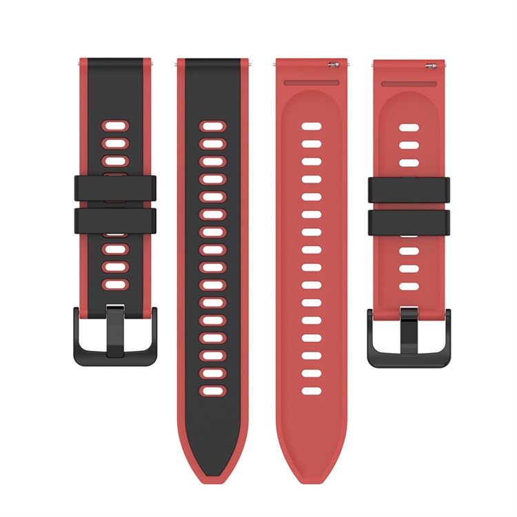 For Samsung Galaxy Watch3 45mm R840 / Galaxy Watch 46mm  / Garmin Vivoactive 4 Silicone Watch Band 22mm Dual Color Adjustable Wrist Strap - Black / Red