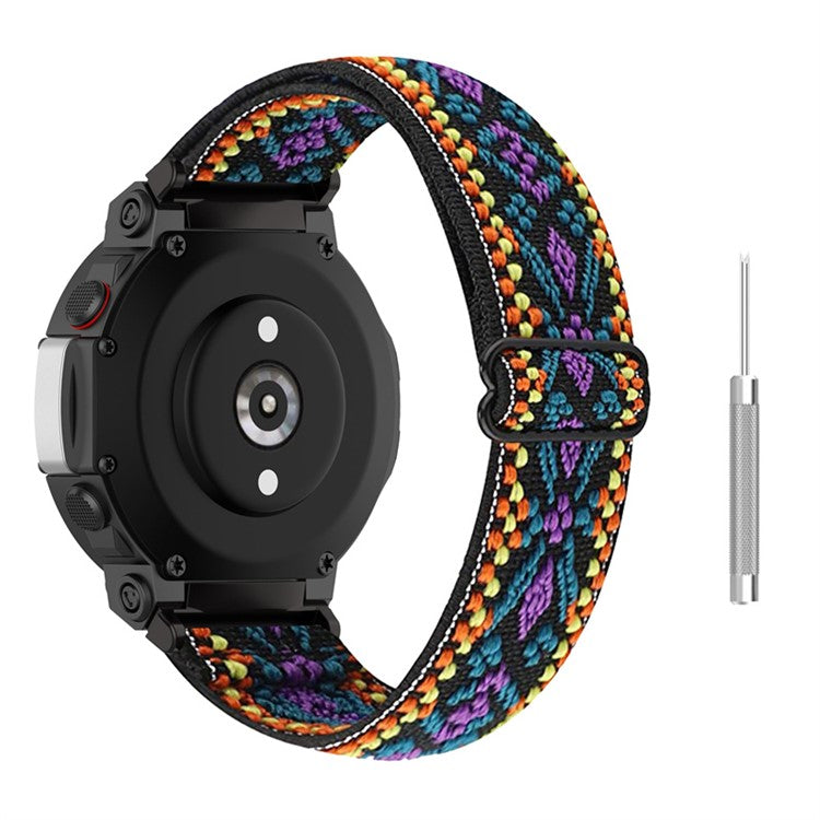 For Huami Amazfit T-Rex 2 Men Breathable Watch Strap Ethnic Style Adjustable Braided Nylon Wrist Band - Purple
