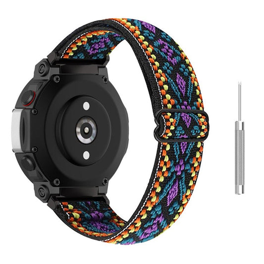For Huami Amazfit T-Rex 2 Men Breathable Watch Strap Ethnic Style Adjustable Braided Nylon Wrist Band - Purple