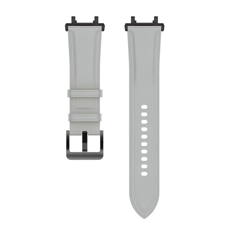 For Huami Amazfit T-Rex 2 Genuine Leather Replacement Watch Strap Adjustable Wrist Band with Tool - Grey