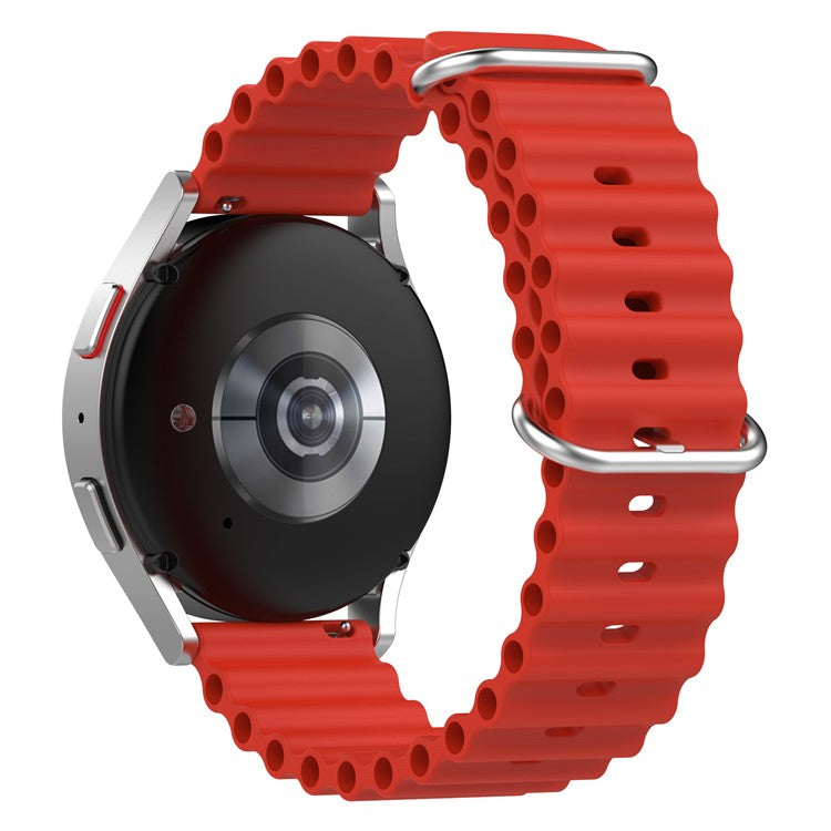 For Xiaomi Watch S1 Active / S1 Pro / Watch Color / Samsung Galaxy Watch 3 45mm Silicone Ocean Strap 22mm Sport Watch Band with Adjustable Buckle Loop - Red