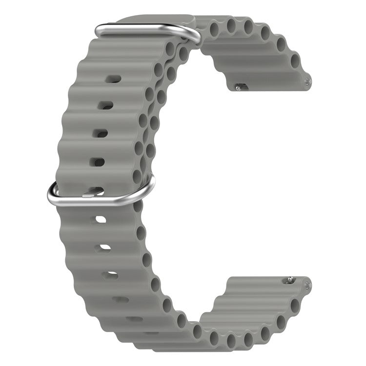 For Xiaomi Watch S1 Active / S1 Pro / Watch Color / Samsung Galaxy Watch 3 45mm Silicone Ocean Strap 22mm Sport Watch Band with Adjustable Buckle Loop - Grey