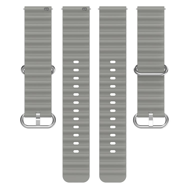 For Xiaomi Watch S1 Active / S1 Pro / Watch Color / Samsung Galaxy Watch 3 45mm Silicone Ocean Strap 22mm Sport Watch Band with Adjustable Buckle Loop - Grey