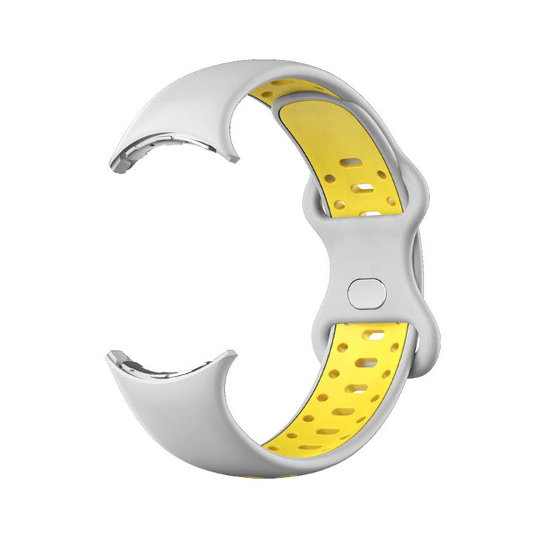 For Google Pixel Watch 3 41mm / Watch 2 / Pixel Watch Women Watch Band Dual Color Adjustable Silicone Wrist Strap Replacement, Size S - Grey / Yellow