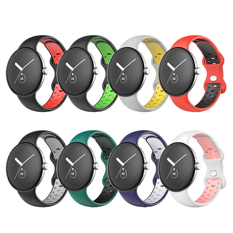 For Google Pixel Watch 3 41mm / Watch 2 / Pixel Watch Women Watch Band Dual Color Adjustable Silicone Wrist Strap Replacement, Size S - Grey / Yellow
