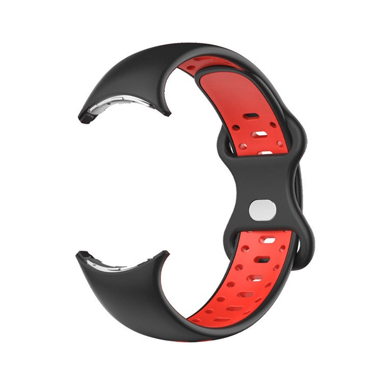 For Google Pixel Watch 3 41mm / Watch 2 / Pixel Watch Women Watch Band Dual Color Adjustable Silicone Wrist Strap Replacement, Size S - Black / Red