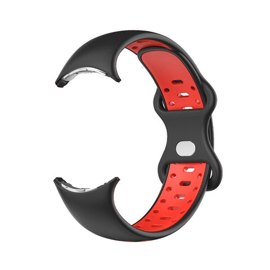 For Google Pixel Watch 3 41mm / Watch 2 / Pixel Watch Women Watch Band Dual Color Adjustable Silicone Wrist Strap Replacement, Size S - Black / Red
