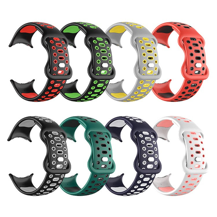 For Google Pixel Watch 3 41mm / Watch 2 / Pixel Watch Women Watch Band Dual Color Adjustable Silicone Wrist Strap Replacement, Size S - Black / Red