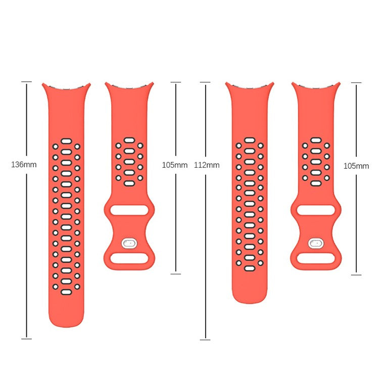 For Google Pixel Watch 3 41mm / Watch 2 / Pixel Watch Women Watch Band Dual Color Adjustable Silicone Wrist Strap Replacement, Size S - Black / Red