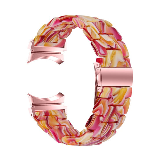 For Samsung Galaxy Watch 5 40mm / 44mm / Watch 5 Pro 45mm Resin Watch Band Stainless Steel Buckle Strap Bracelet - Red