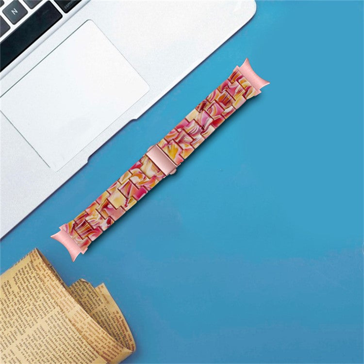 For Samsung Galaxy Watch 5 40mm / 44mm / Watch 5 Pro 45mm Resin Watch Band Stainless Steel Buckle Strap Bracelet - Red