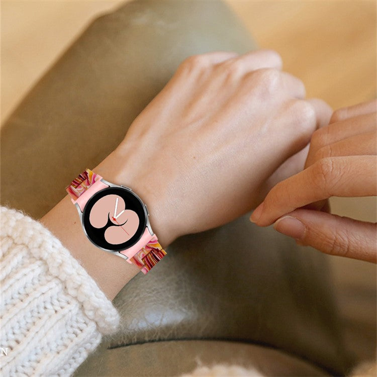 For Samsung Galaxy Watch 5 40mm / 44mm / Watch 5 Pro 45mm Resin Watch Band Stainless Steel Buckle Strap Bracelet - Red