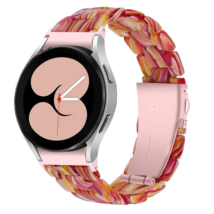 For Samsung Galaxy Watch 5 40mm / 44mm / Watch 5 Pro 45mm Resin Watch Band Stainless Steel Buckle Strap Bracelet - Red