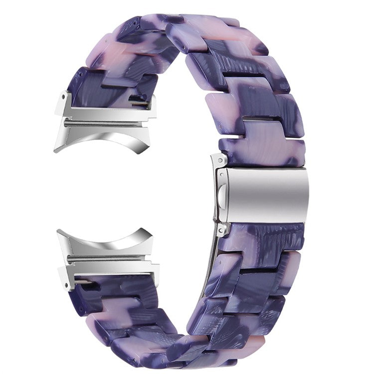 For Samsung Galaxy Watch 5 40mm / 44mm / Watch 5 Pro 45mm Resin Watch Band Stainless Steel Buckle Strap Bracelet - Dark Grey / Pink