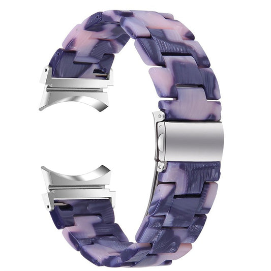 For Samsung Galaxy Watch 5 40mm / 44mm / Watch 5 Pro 45mm Resin Watch Band Stainless Steel Buckle Strap Bracelet - Dark Grey / Pink