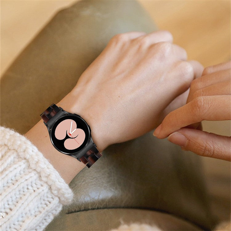 For Samsung Galaxy Watch 5 40mm / 44mm / Watch 5 Pro 45mm Resin Strap Replacement Wristband with Stainless Steel Buckle - Chocolate