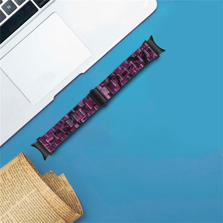 For Samsung Galaxy Watch 5 40mm / 44mm / Watch 5 Pro 45mm Resin Strap Replacement Wristband with Stainless Steel Buckle - Dark Purple