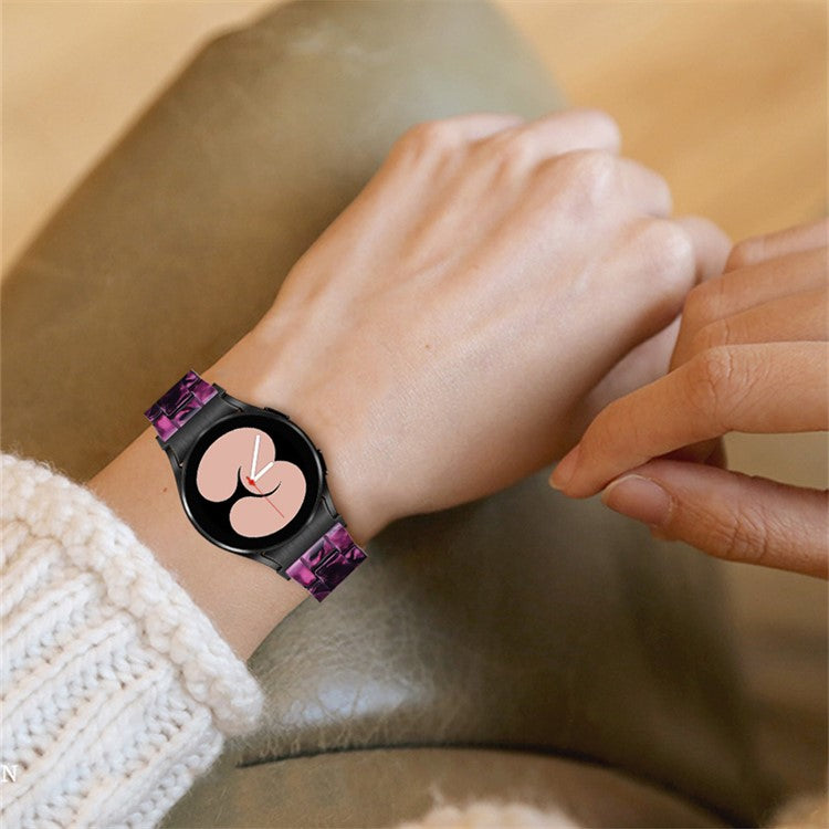 For Samsung Galaxy Watch 5 40mm / 44mm / Watch 5 Pro 45mm Resin Strap Replacement Wristband with Stainless Steel Buckle - Dark Purple
