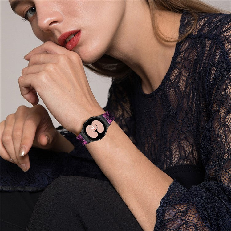 For Samsung Galaxy Watch 5 40mm / 44mm / Watch 5 Pro 45mm Resin Strap Replacement Wristband with Stainless Steel Buckle - Dark Purple
