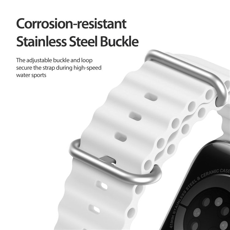 DUX DUCIS Rubber Strap for Apple Watch Series 10 46mm / Ultra 2 / Ultra 49mm / 9 8 7 45mm / SE (2023) SE (2022) SE 6 5 4 44mm / 3 2 1 42mm Band - White