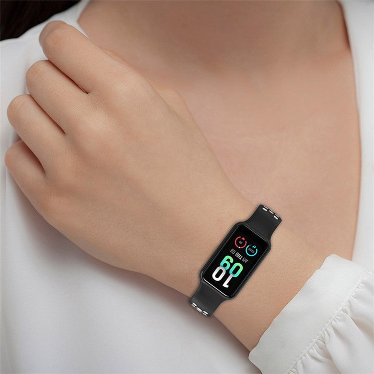 For Huami Amazfit Band 7 Dual Color Silicone Smartwatch Band Replacement Wrist Strap - Black / White