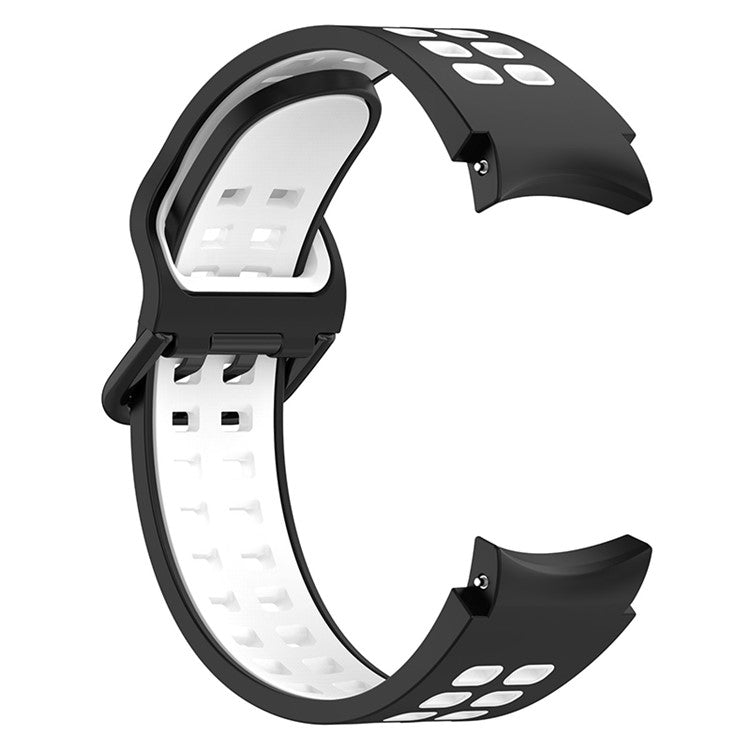 For Samsung Galaxy Watch3 41mm / Watch6 40mm 44mm / Watch6 Classic 43mm 47mm / Watch 5 40mm 44mm / 5 Pro 45mm / Watch4 40mm 44mm Silicone Watch Band Dual Color Strap - Black / White