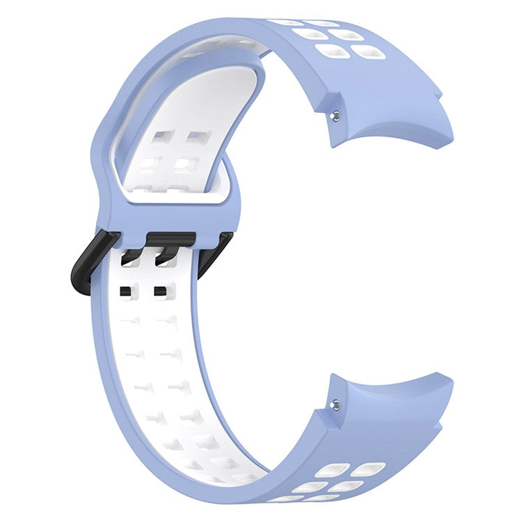 For Samsung Galaxy Watch3 41mm / Watch6 40mm 44mm / Watch6 Classic 43mm 47mm / Watch 5 40mm 44mm / 5 Pro 45mm / Watch4 40mm 44mm Silicone Watch Band Dual Color Strap - Baby Blue / White