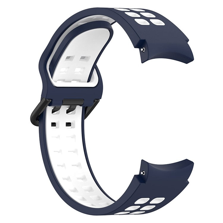 For Samsung Galaxy Watch3 41mm / Watch6 40mm 44mm / Watch6 Classic 43mm 47mm / Watch 5 40mm 44mm / 5 Pro 45mm / Watch4 40mm 44mm Silicone Watch Band Dual Color Strap - Midnight Blue / White