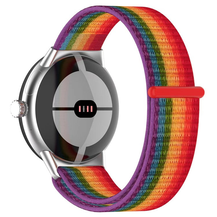 For Google Pixel Watch 3 41mm / Watch 2 / Pixel Watch Nylon Loop Fasten Watch Band Breathable Sport Wrist Band Replacement - White