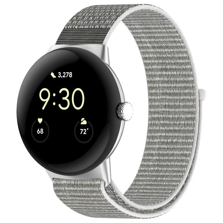 For Google Pixel Watch 3 41mm / Watch 2 / Pixel Watch Nylon Loop Fasten Watch Band Breathable Sport Wrist Band Replacement - White