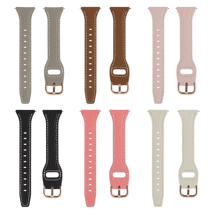 For Xiaomi Watch S1 Pro / Huami Amazfit GTR4 Pro 22mm T-shape Watchband Litchi Texture Genuine Leather Watch Strap - Grey