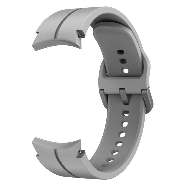 For Samsung Galaxy Watch6 40mm 44mm / Watch6 Classic 43mm 47mm / Watch 5 40mm 44mm / 5 Pro 45mm / Watch4 40mm 44mm Silicone Watch Band Replacement Wrist Strap with Buckle - Grey