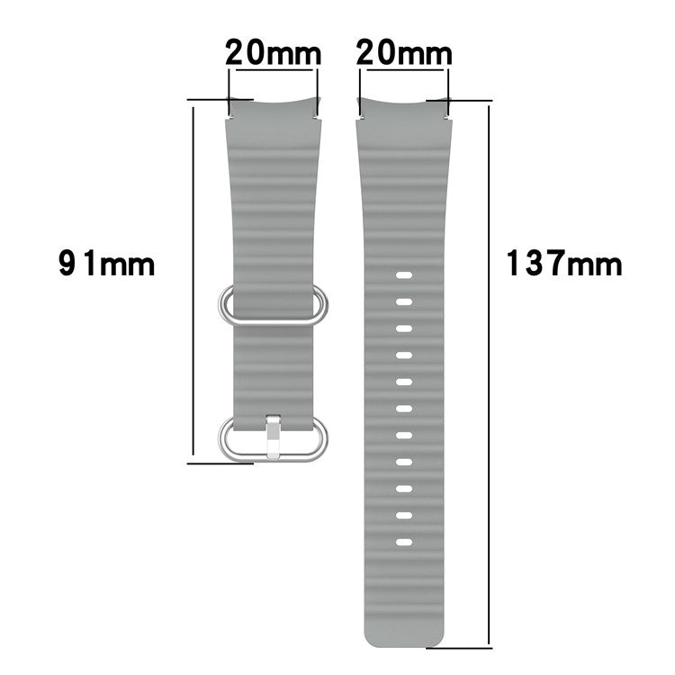 For Samsung Galaxy Watch6 40mm 44mm / Watch6 Classic 43mm 47mm / Watch 5 40mm 44mm / 5 Pro 45mm / Watch4 40mm 44mm Classic Solid Color Silicone Watch Strap Wave Design Replacement Wrist Band - Grey
