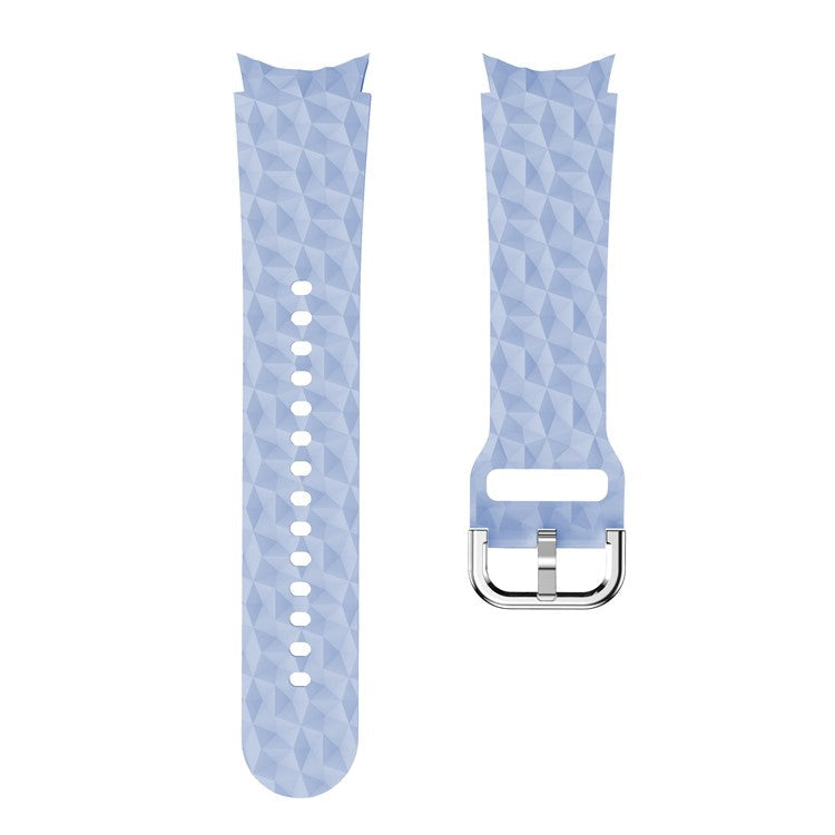 For Samsung Galaxy Watch6 40mm 44mm / Watch6 Classic 43mm 47mm / Watch 5 40mm 44mm / 5 Pro 45mm / Watch4 40mm 44mm Rhombus Pattern Watch Band Soft Silicone Sport Wristband Strap - Light Purple