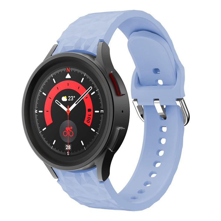 For Samsung Galaxy Watch6 40mm 44mm / Watch6 Classic 43mm 47mm / Watch 5 40mm 44mm / 5 Pro 45mm / Watch4 40mm 44mm Rhombus Pattern Watch Band Soft Silicone Sport Wristband Strap - Light Purple