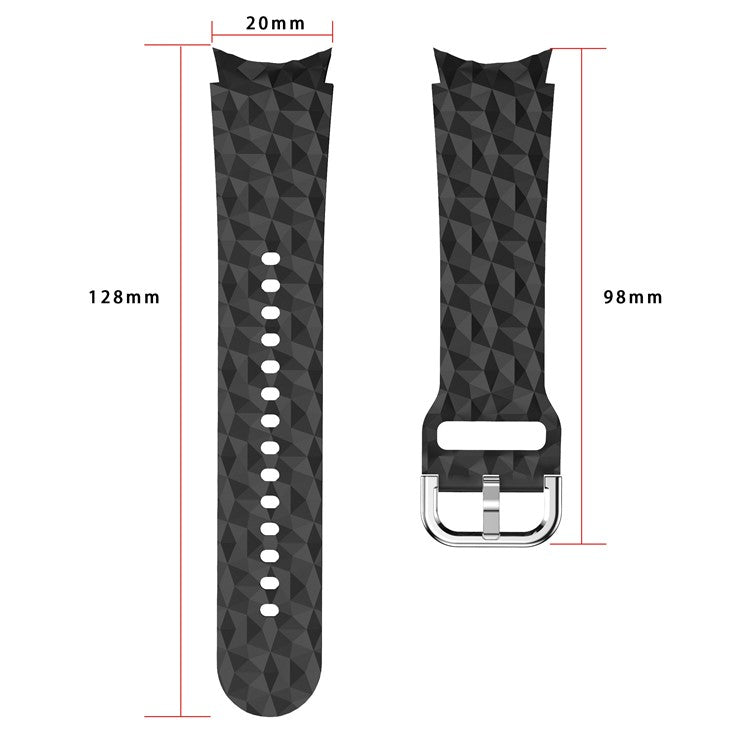 For Samsung Galaxy Watch6 40mm 44mm / Watch6 Classic 43mm 47mm / Watch 5 40mm 44mm / 5 Pro 45mm / Watch4 40mm 44mm Rhombus Pattern Watch Band Soft Silicone Sport Wristband Strap - Light Purple