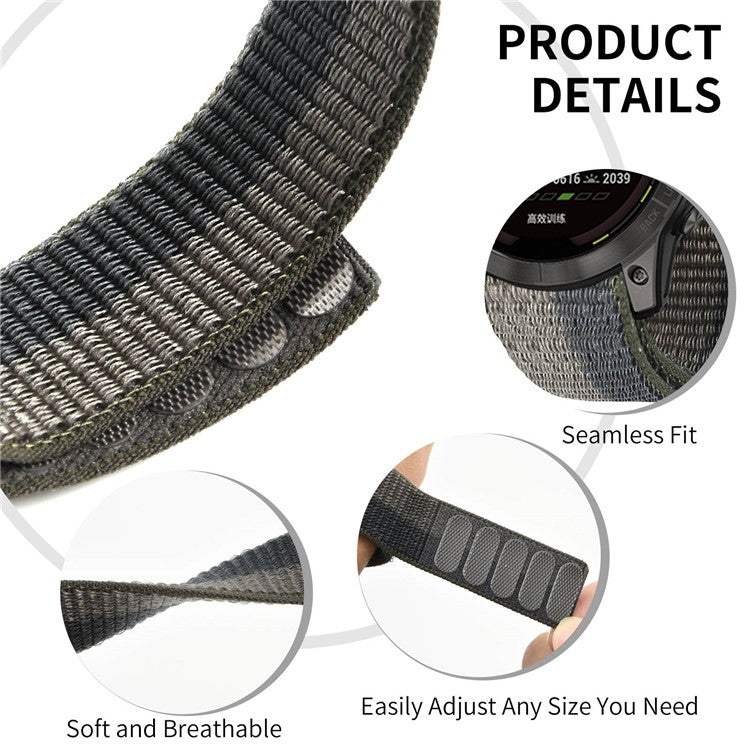 For Garmin Descent G1 / Fenix 7 / 6 Pro  /  5 Plus Nylon Watch Band Adjustable Sport Loop Strap Wristband Replacement Bracelet - Camouflage Blue