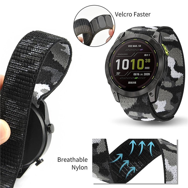 For Garmin Descent G1 / Fenix 7 / 6 Pro  /  5 Plus Nylon Watch Band Adjustable Sport Loop Strap Wristband Replacement Bracelet - Camouflage Blue
