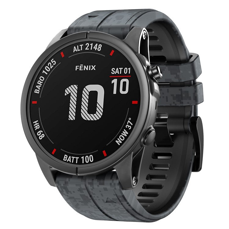 For Garmin Fenix Enduro / Tactix Delta / Tactix 7 Pro Printed Pattern Watch Band Soft Silicone 26mm Quick Release Wristband Strap - Digital Camouflage
