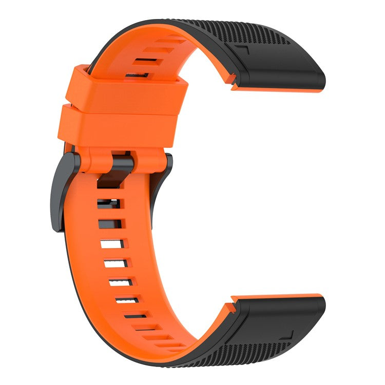For Garmin Enduro / Tactix Delta / Tactix 7 Pro Dual Colors Replacement Wrist Band 26mm Textured Silicone Watch Strap - Black  /  Orange