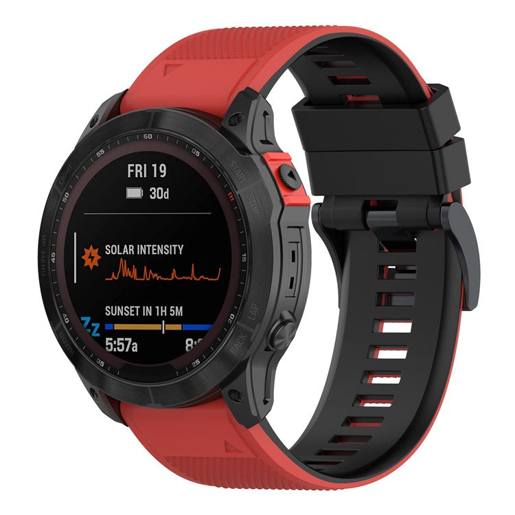 For Garmin Descent G1 / Forerunner 935 / Forerunner 945 Textured Silicone Wrist Watch Band Dual-Color Replacement Strap - Red  /  Black