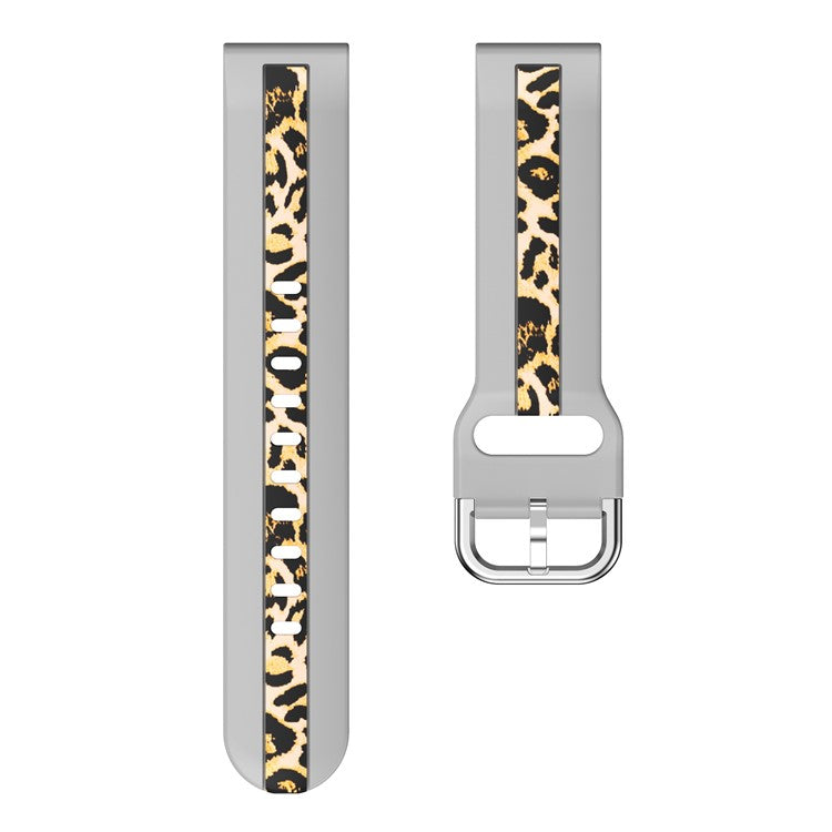 For Samsung Galaxy Watch6 40mm 44mm / Watch6 Classic 43mm 47mm / Watch 5 40mm 44mm / 5 Pro 45mm / Watch4 40mm 44mm Fadeless Printed Pattern Watch Band 20mm Silicone Quick Release Sport Strap Replacement - Grey Leopard Print