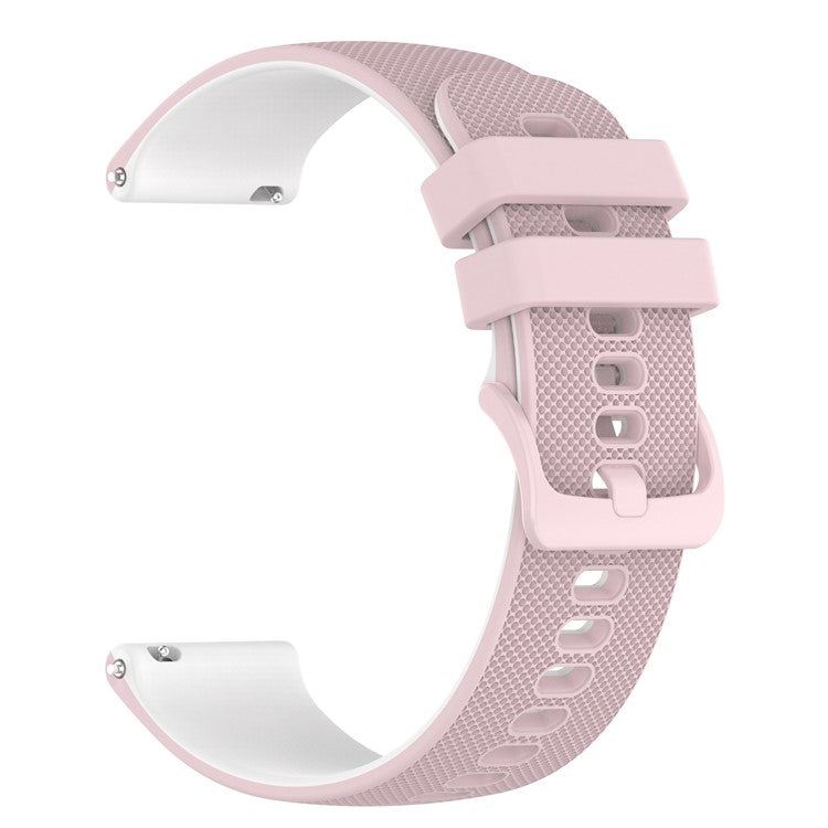 For Suunto 5 Peak / Samsung Galaxy Watch3 45mm / Huawei Watch 3 Dual-color Silicone Watch Band Quick Release 22mm Grid Texture Sport Replacement Strap - Pink  /  White