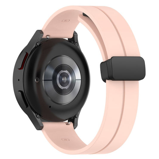 For Samsung Galaxy Watch 6 / Watch 5 / Watch4 40mm / 44mm / Huawei Watch GT 3 42mm / Garmin Venu2 Plus Silicone Watch Band Magnetic Folding Buckle Sport Strap - Pink